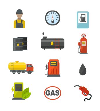Gaz Petrol istasyonu vektör set.