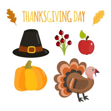 Vektör toplama Şükran günü kartı.