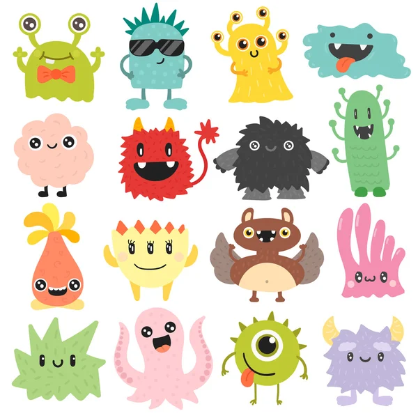 Monstruos lindos vector conjunto . — Vector de stock