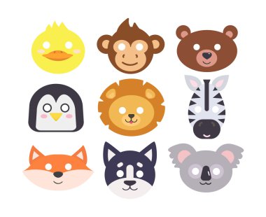 Hayvanlar karnaval maskesi vektör set.