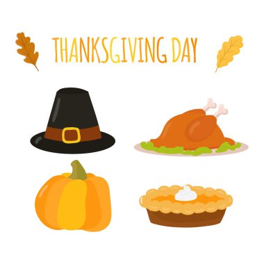 Vektör toplama Şükran günü kartı.