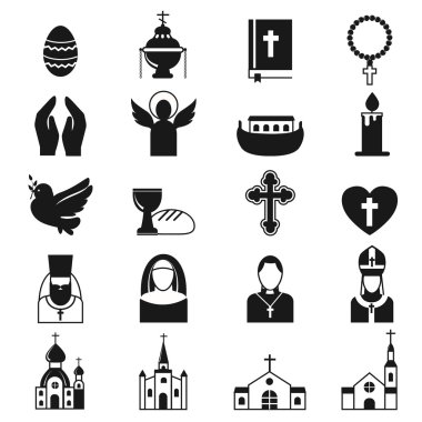 Vektör siyah din Icon set.