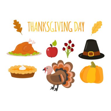 Vektör toplama Şükran günü kartı.