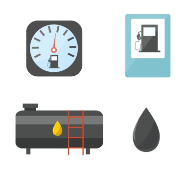Gaz Petrol istasyonu vektör set.