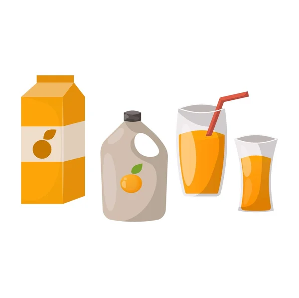 Ilustración del vector de jugo de naranja fresco . — Vector de stock