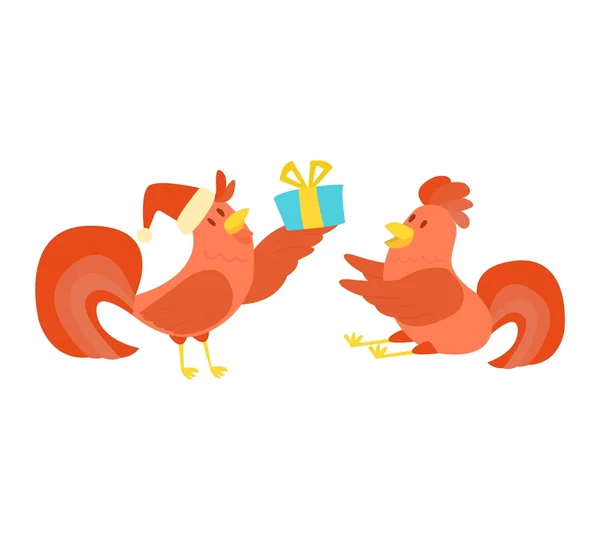 Lindo dibujo animado gallo vector ilustración — Archivo Imágenes Vectoriales