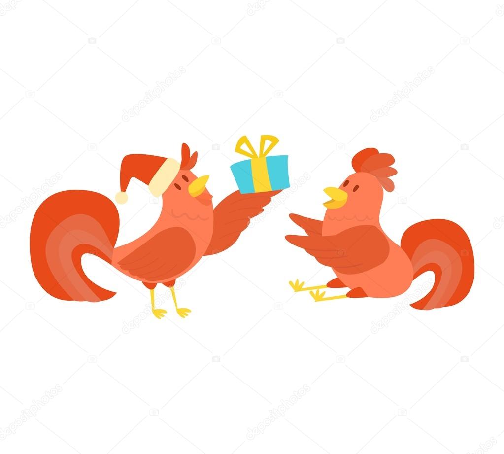 Cute cartoon rooster vector illustration