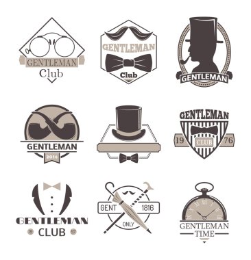 Beyefendinin hipster simgesi logo vektör rozeti