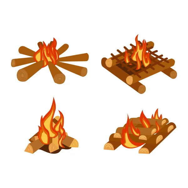 Φωτιές απομονωμένες διανυσματικά εικονογράφηση. — Διανυσματικό Αρχείο