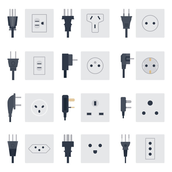 Electrical outlets plugs vector illustration.