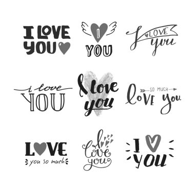 Seni seviyorum vektör metin