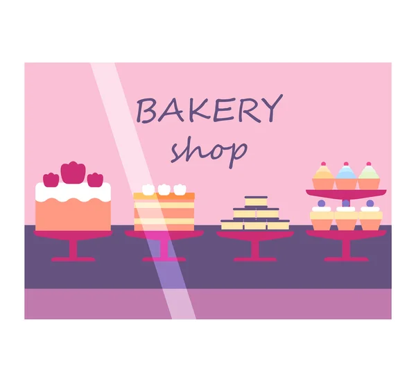 Panadería tienda fachada ilustración — Vector de stock