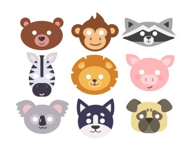 Hayvanlar karnaval maskesi vektör set.