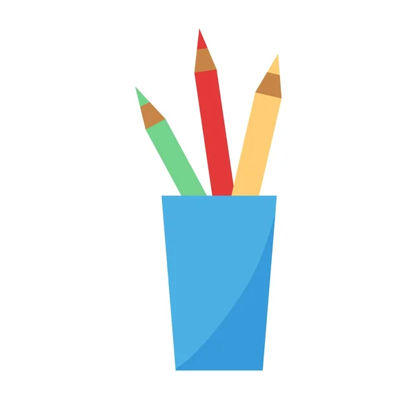 Vector color pencils in cup illustration. — Stock Vector