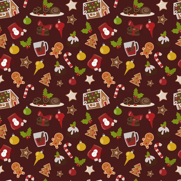 Christmas cookie seamless pattern vector icon — Stock Vector