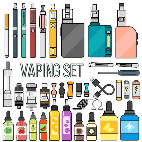 Vaping set vettoriale. — Vettoriale Stock