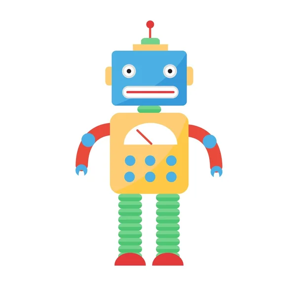 Cute toy robot vector character — Stock Vector