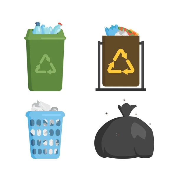 Basura papelera plana vector — Vector de stock