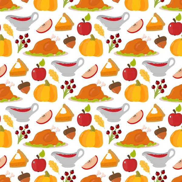 Happy Thanksgiving nourriture sans couture vecteur de motif . — Image vectorielle