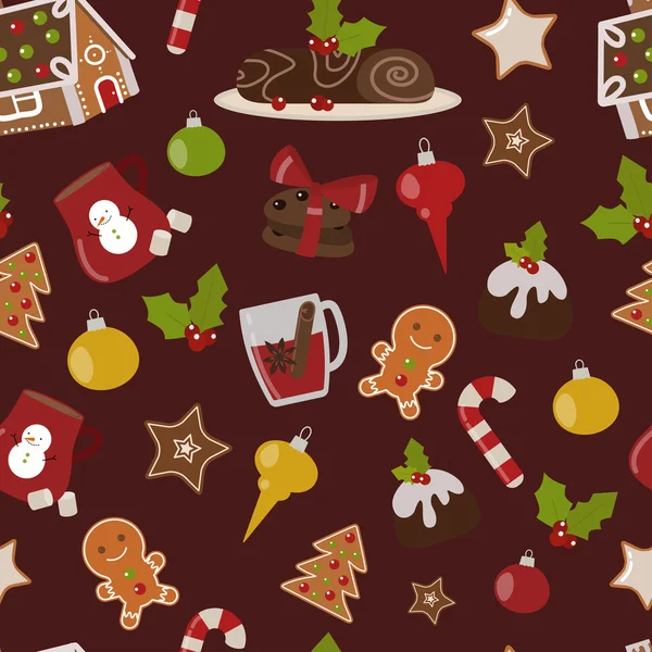 Galleta de Navidad patrón sin costura icono de vector — Archivo Imágenes Vectoriales