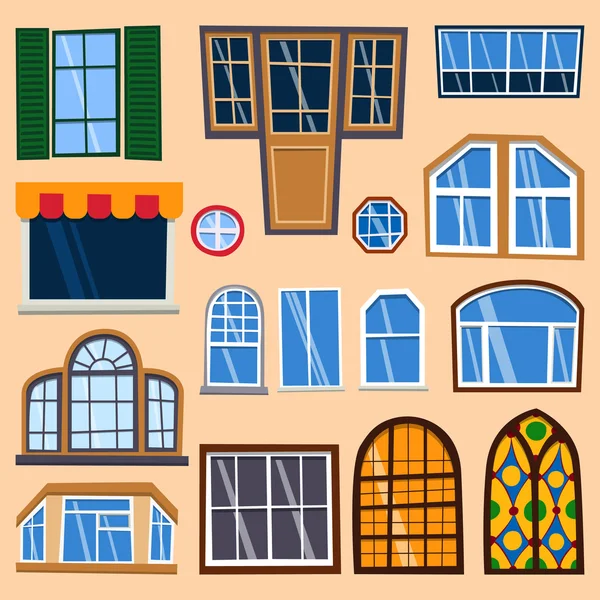 Verschiedene Hausfenster Vektorelemente — Stockvektor