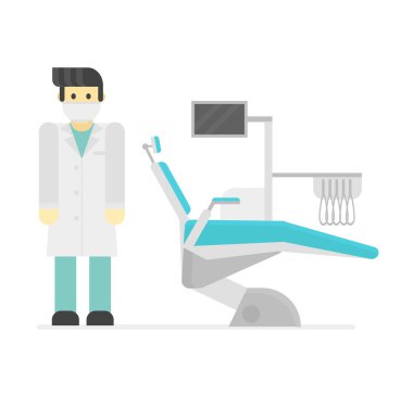 Diş sandalye klinik vektör çizim.