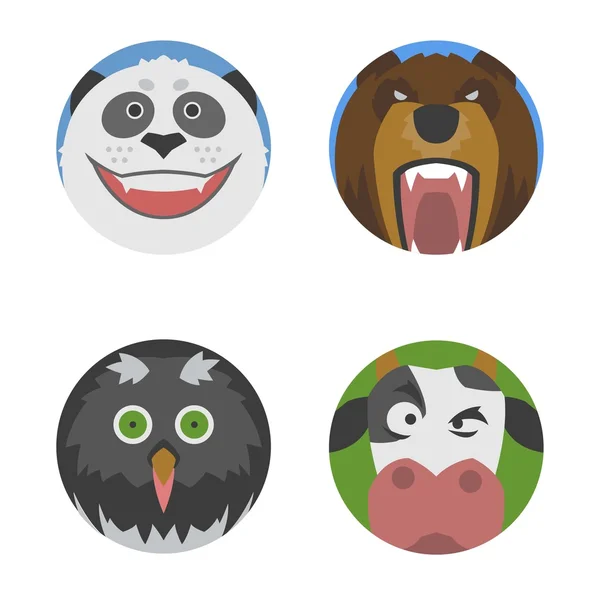 Animales emociones iconos vector conjunto . — Archivo Imágenes Vectoriales