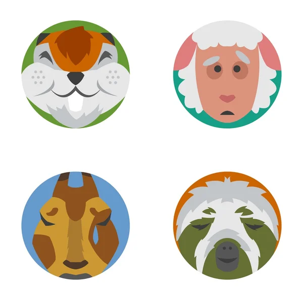 Animales emociones iconos vector conjunto . — Archivo Imágenes Vectoriales