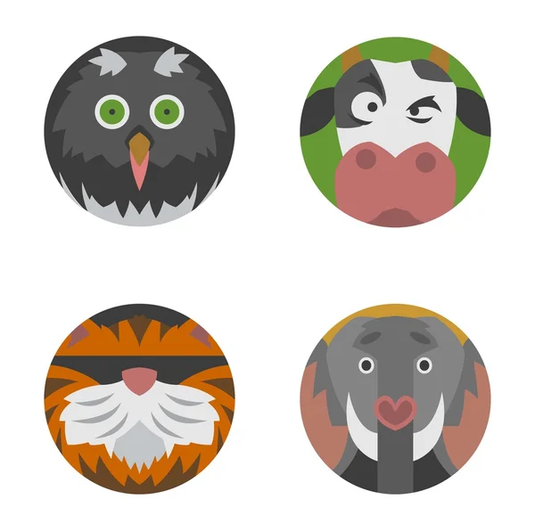 Animales emociones iconos vector conjunto . — Archivo Imágenes Vectoriales