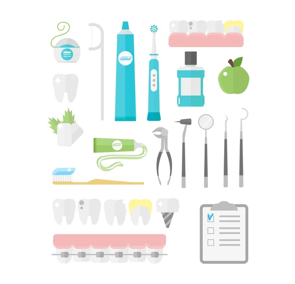 Conjunto de vectores iconos dentales . — Vector de stock