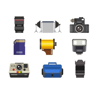 Fotoğraf stüdyosu simgeler vektör set.