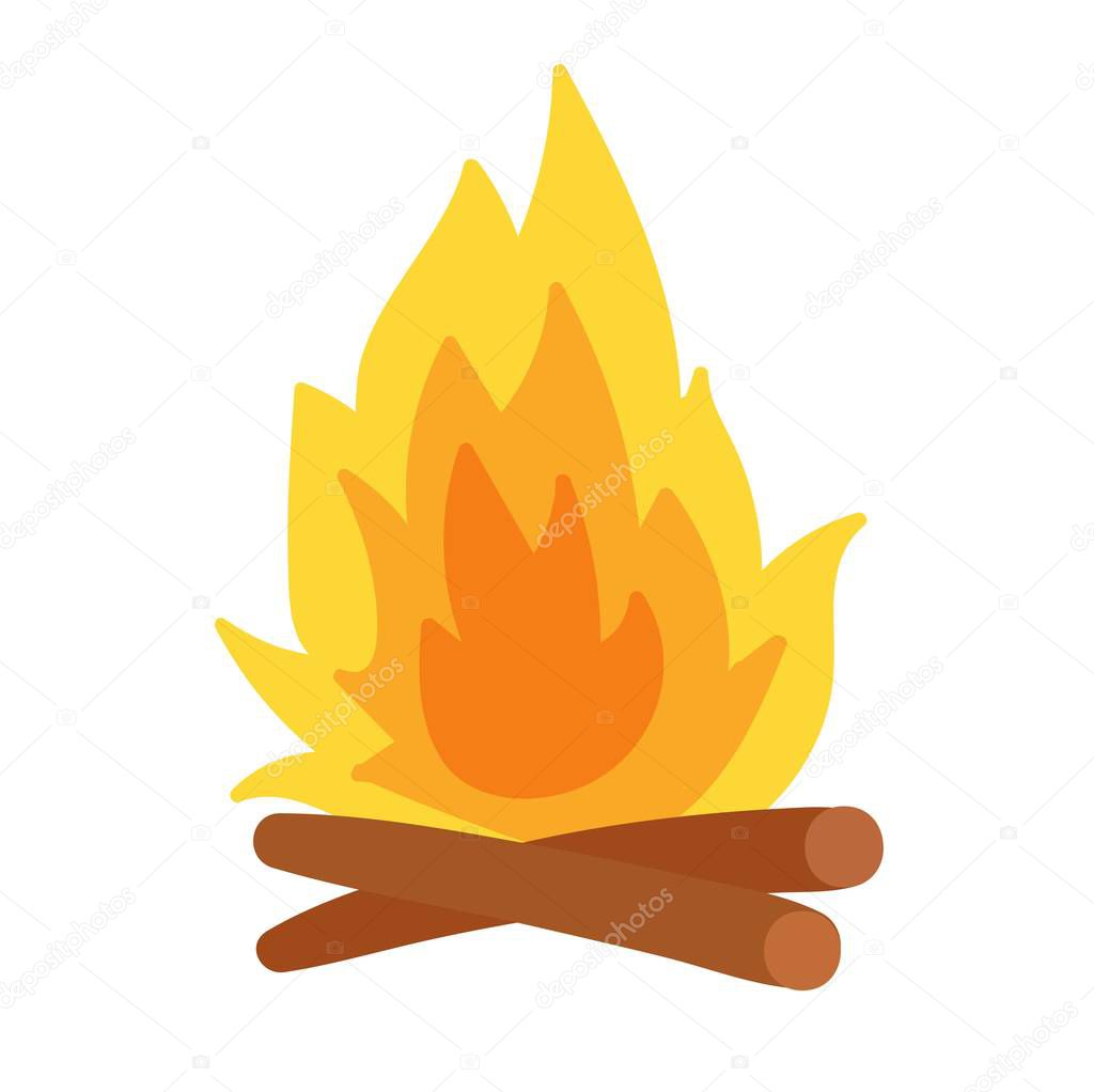 Bonfire isolated vector illustration.