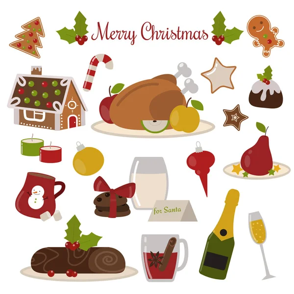 Christmas food vector set.