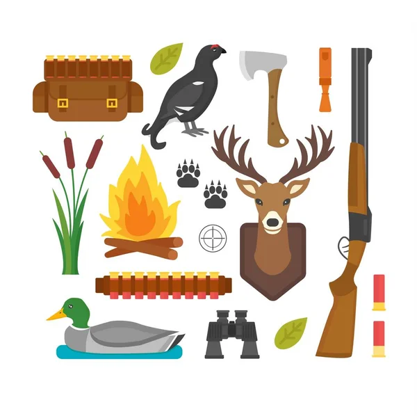 Jeu de vecteurs symboles de chasse . — Image vectorielle