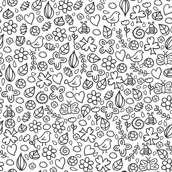 Doodles seamless pattern vector set.