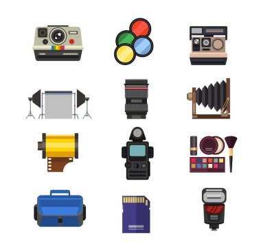 Fotoğraf stüdyosu simgeler vektör set.