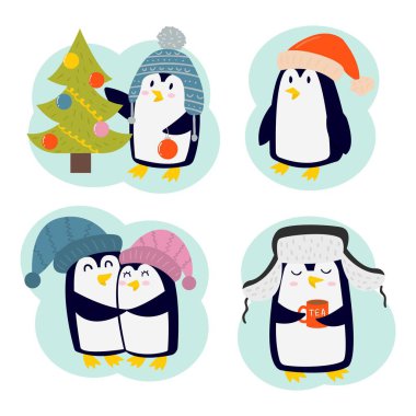 Penguen vektör karakter ayarla