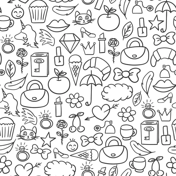 Doodles seamless pattern  set.