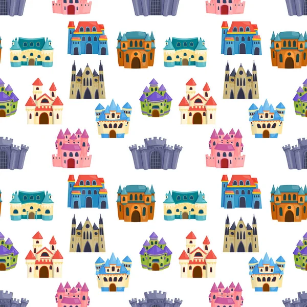 Castle cartoon vector set.