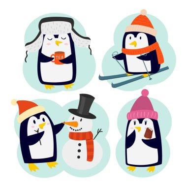 Penguen vektör karakter ayarla