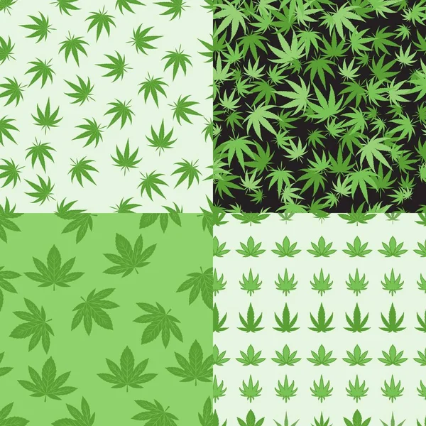 Ensemble de vecteurs de fond de marijuana motifs sans couture — Image vectorielle