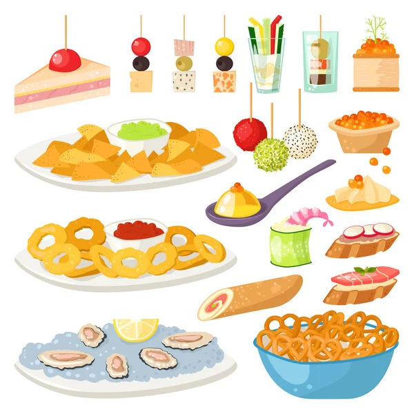 Canape snack appetizer vector set . - Stok Vektor