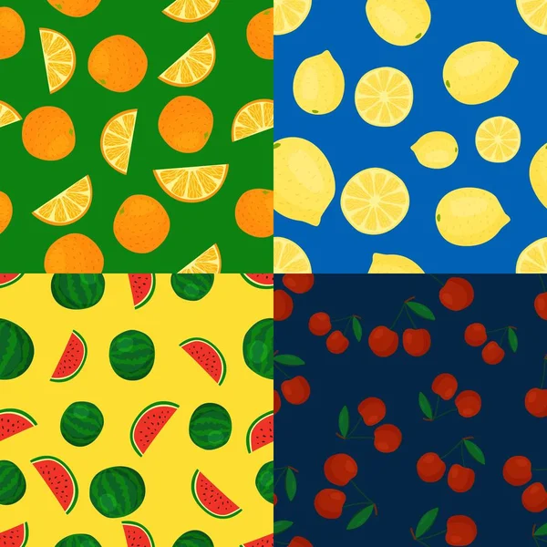 Fruits motifs sans couture ensemble vectoriel . — Image vectorielle