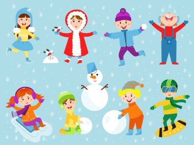 Kış oyunları oynayan Noel çocuklar