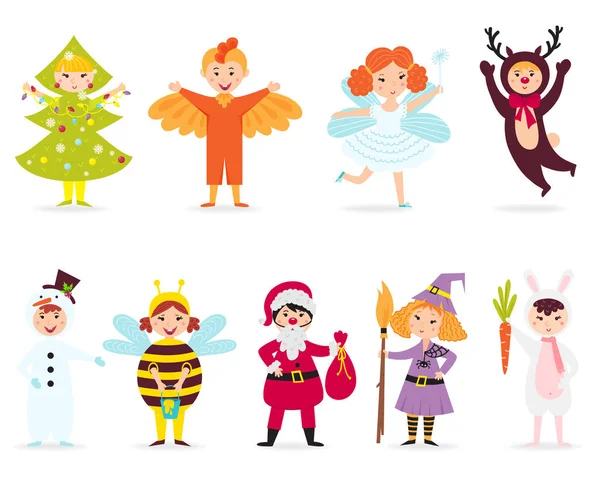 Cute kids wearing costumes vector. — Stock Vector