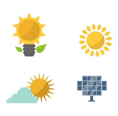 Güneş güneş enerjisi vektör set.