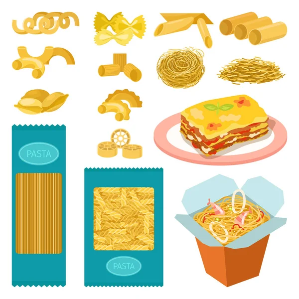 Pasta products vector set. — Stock Vector