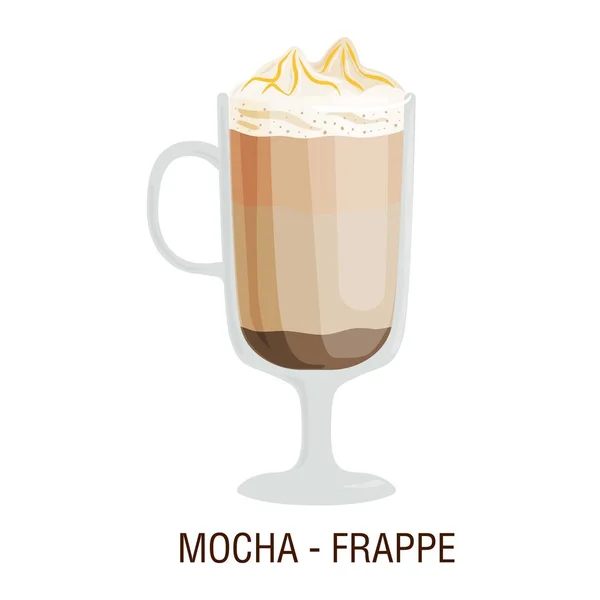 Kahve fincanları farklı Cafe mocha frappe içecekler — Stok Vektör