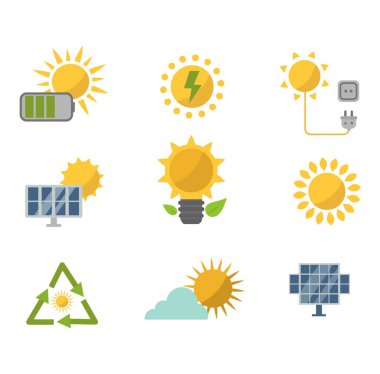 Güneş güneş enerjisi vektör set.