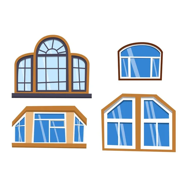 Diferentes elementos vectoriales ventanas casa — Vector de stock